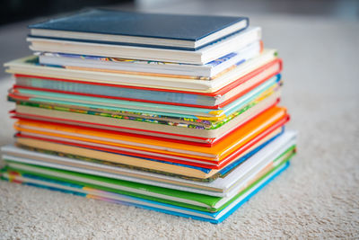 Close-up of books on table