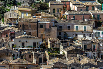 High angle view of buildings in city