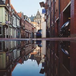 Low angle view of buildings in city