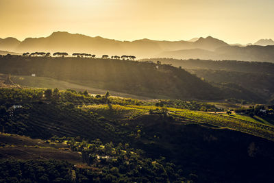 Scenic view of landscape against sky during sunset