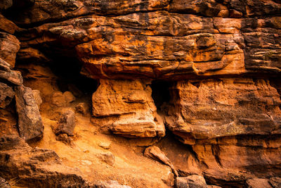 Low angle view of rock formations