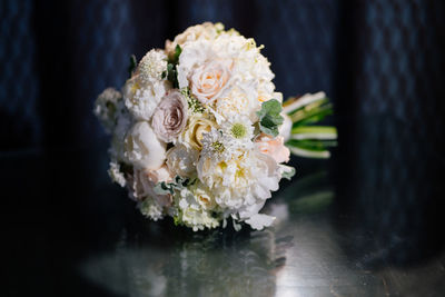 Close-up of white rose bouquet