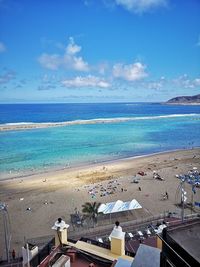 High angle view of beach against sky