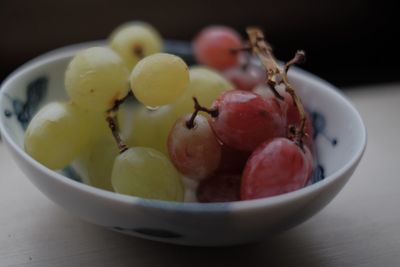 Close-up of fruits in bowl on table