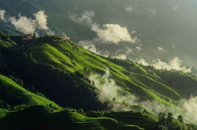 Scenic view of landscape against cloudy sky