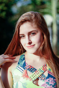 Close-up portrait of beautiful young woman