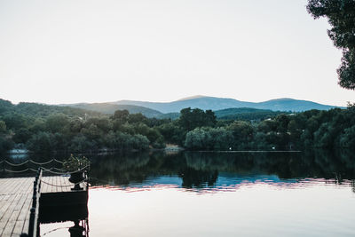 Scenic view of lake against clear sky