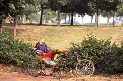 Woman riding bicycle