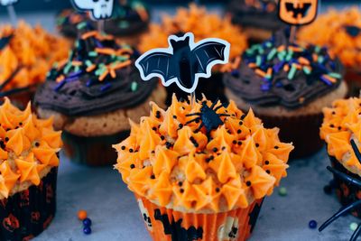 Close-up of cupcakes on table