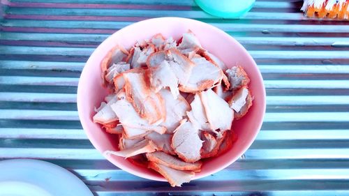 Directly above shot of ice cream in plate on table