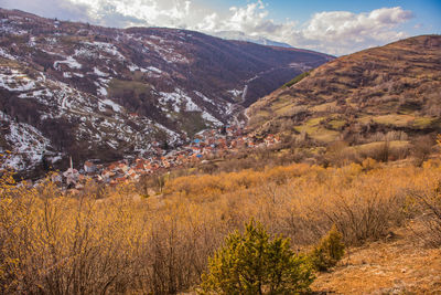 Scenic view of mountains against sky