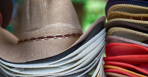 Close-up of hat on display at market