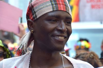 Close-up portrait of a smiling young man