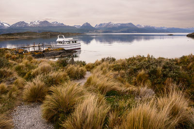 Scenic view of lake against sky