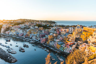 The island of procida before the evening