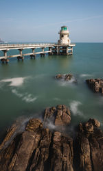 Scenic view of sea against clear sky