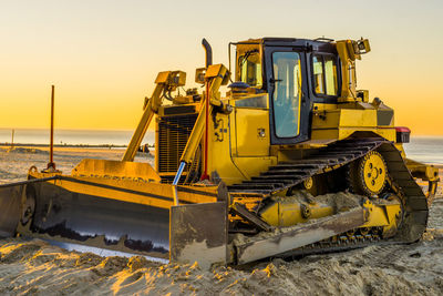 Construction site at sunset