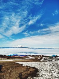 Scenic view of snow against sky