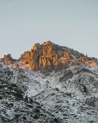 Rocky mountain peak during golden hour. 