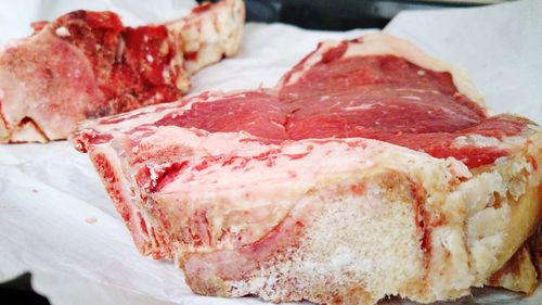 Close-up of roasted beef on table