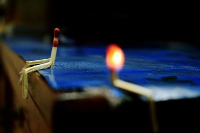 Close-up of illuminated candles