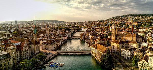 High angle view of city