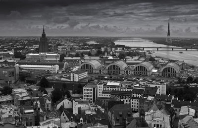 Aerial view of riga cityscape