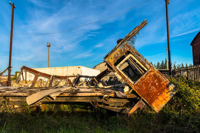 Old construction site against sky