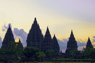 View of temple at sunset