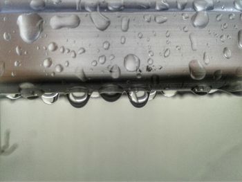Close-up of raindrops on water