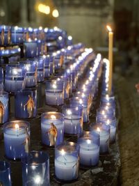 Close-up of illuminated candles