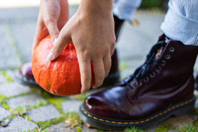 Midsection of man preparing food