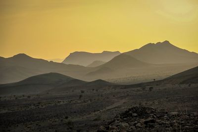 Scenic view of mountains against clear sky