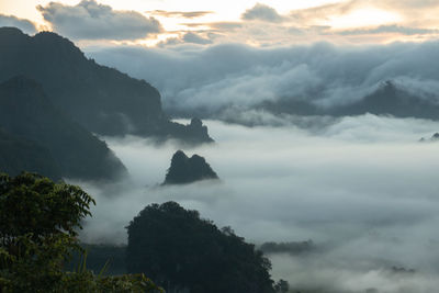 Low angle view of mountains against sky