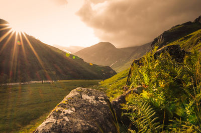 Scenic view of mountains against sky