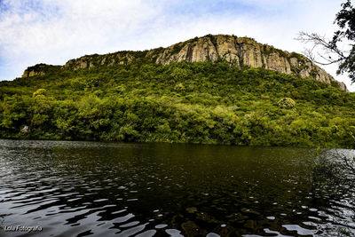 Scenic view of lake against sky