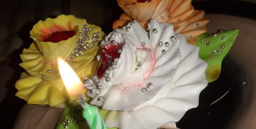Close-up of wet rose bouquet