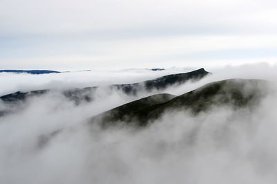 Scenic view of majestic mountains against sky