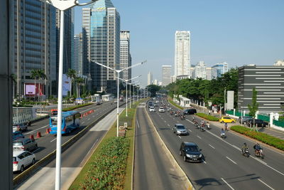 Traffic on road in city