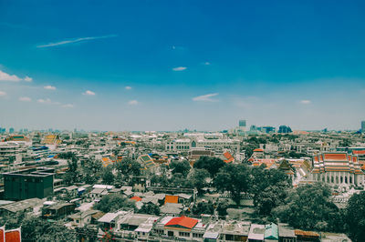 High angle view of townscape against sky