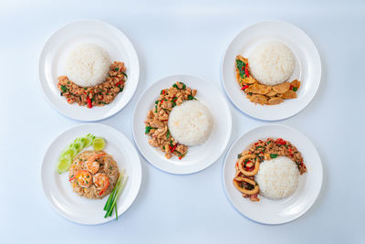 High angle view of food on table