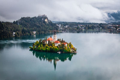 Scenic view of lake against sky