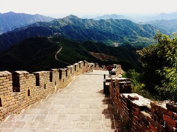 View of tourists on mountain