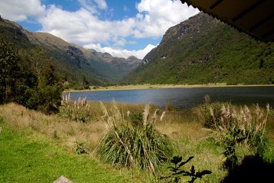 Scenic view of lake and mountains