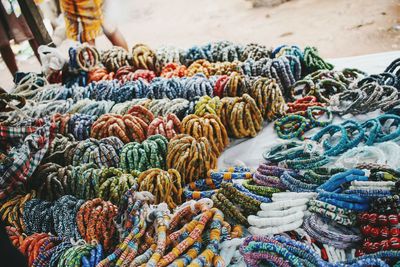 Full frame shot of colorful bracelet for sale