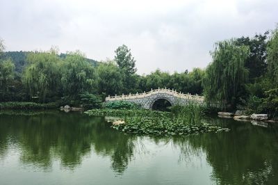 Scenic view of lake against sky