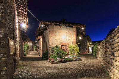 Illuminated building at night