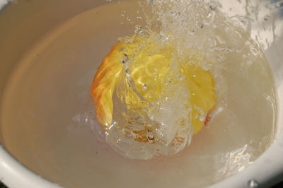 High angle view of ice cream in bowl