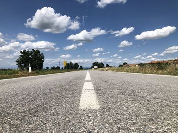 Surface level of road against sky