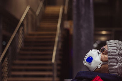 Pandemic at airport man wearing a mask